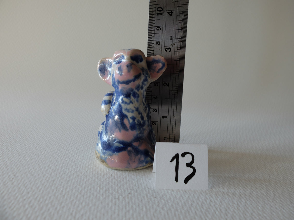 The Blue & White Monkey (#13) – Handcrafted Ceramic Animal Figurine