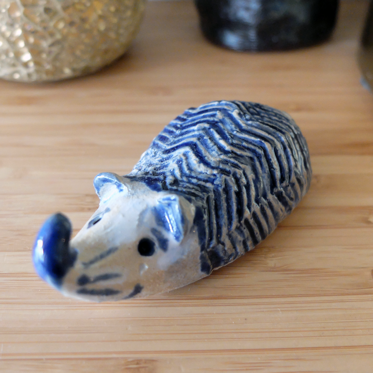 The Goofy Herringbone Hedgehog (#26) – Handcrafted Ceramic Figurine