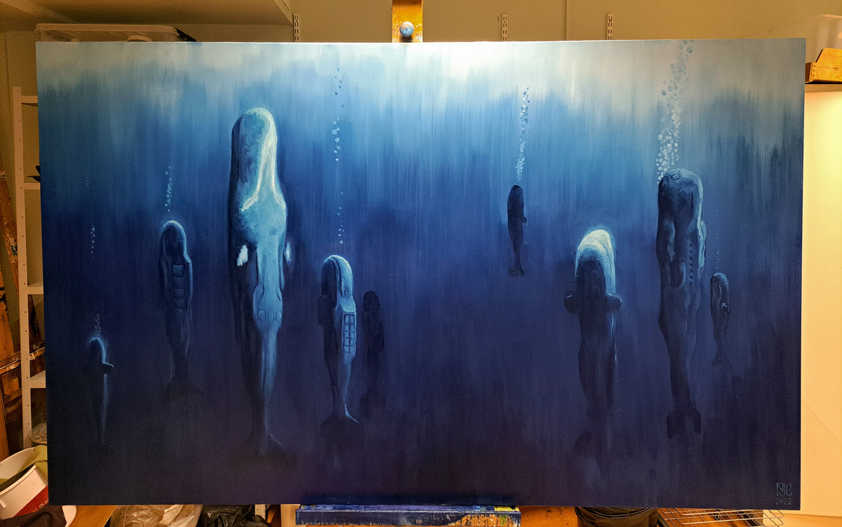 Preussisk blå – Fear is the mind killer – Original Oil Painting