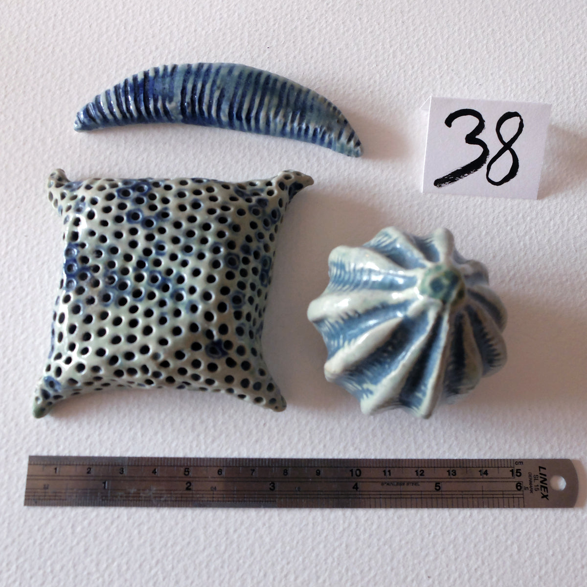 Diatom & Pollen Trio (#38) – Handcrafted Ceramic Sculptures