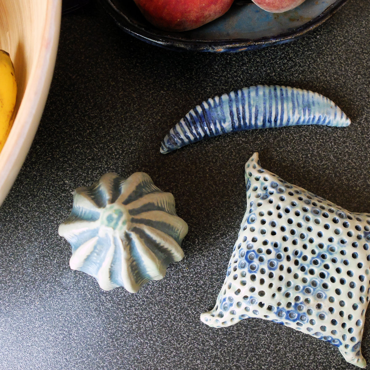 Diatom & Pollen Trio (#38) – Handcrafted Ceramic Sculptures