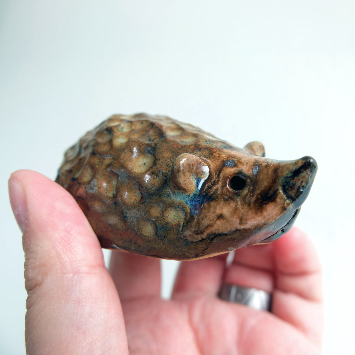 The Auburn Knobby Hedgehog (#34) – Handcrafted Ceramic Figurine