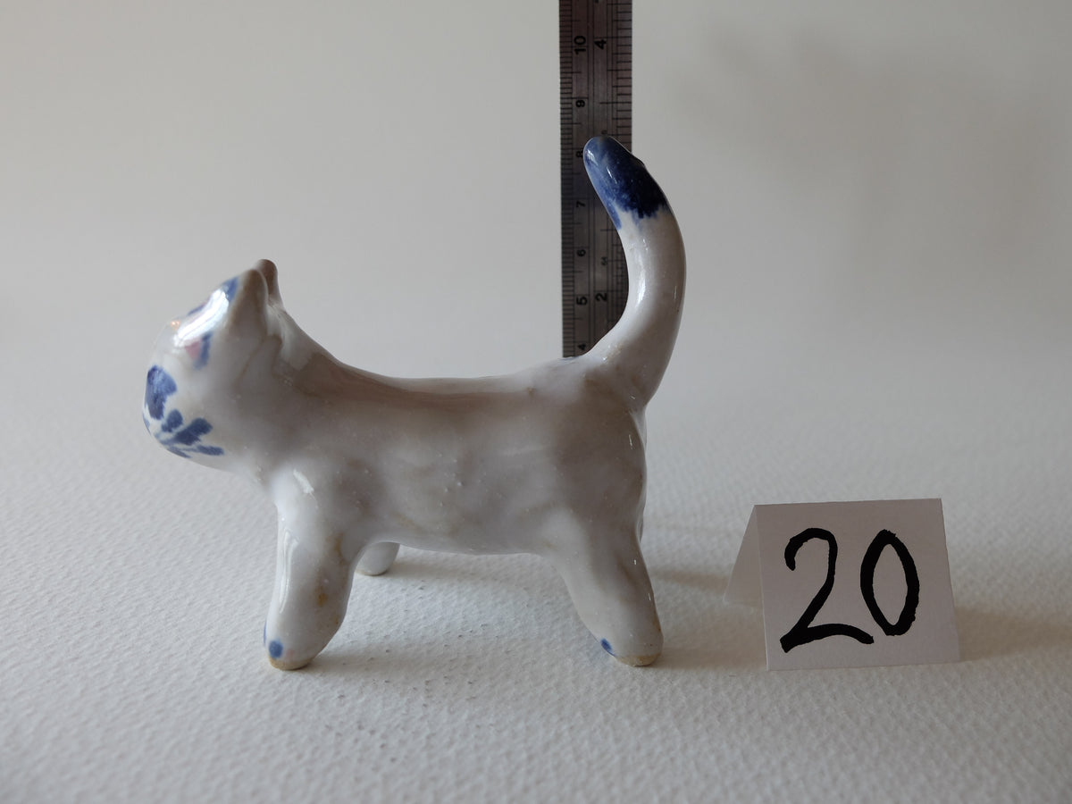 The Curious White Cat (#20) – Handcrafted Ceramic Animal Figurine