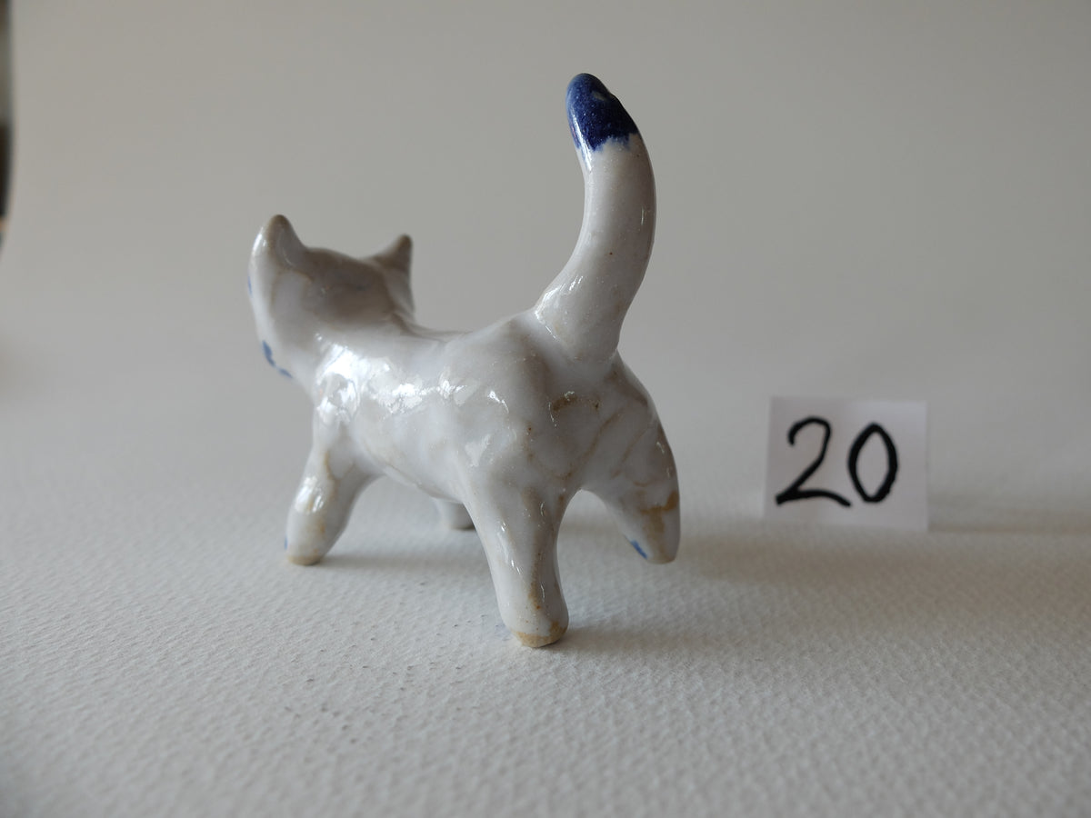 The Curious White Cat (#20) – Handcrafted Ceramic Animal Figurine