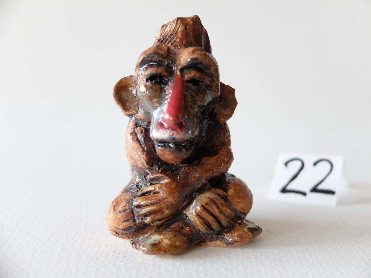 The Pensive Mandrill (#22) – Handcrafted Ceramic Animal Figurine
