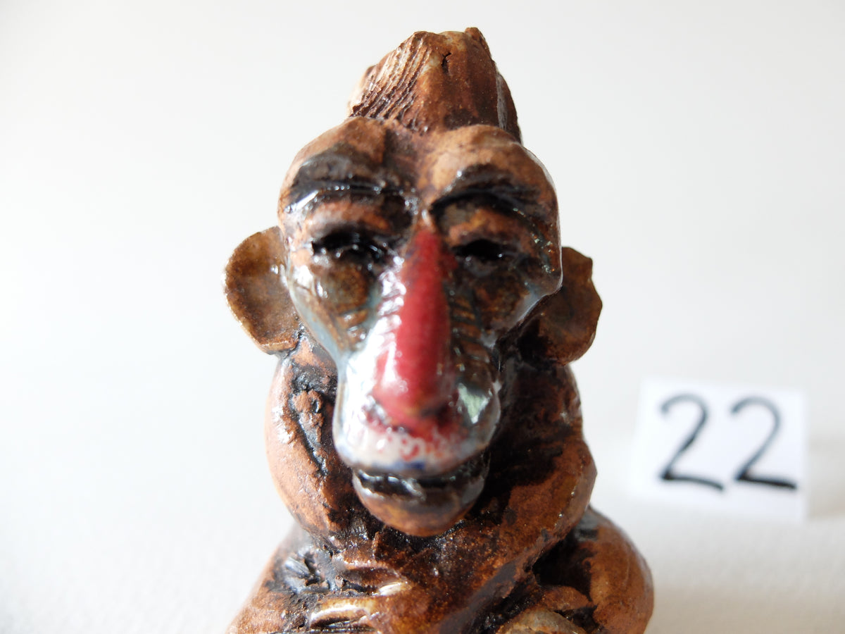 The Pensive Mandrill (#22) – Handcrafted Ceramic Animal Figurine