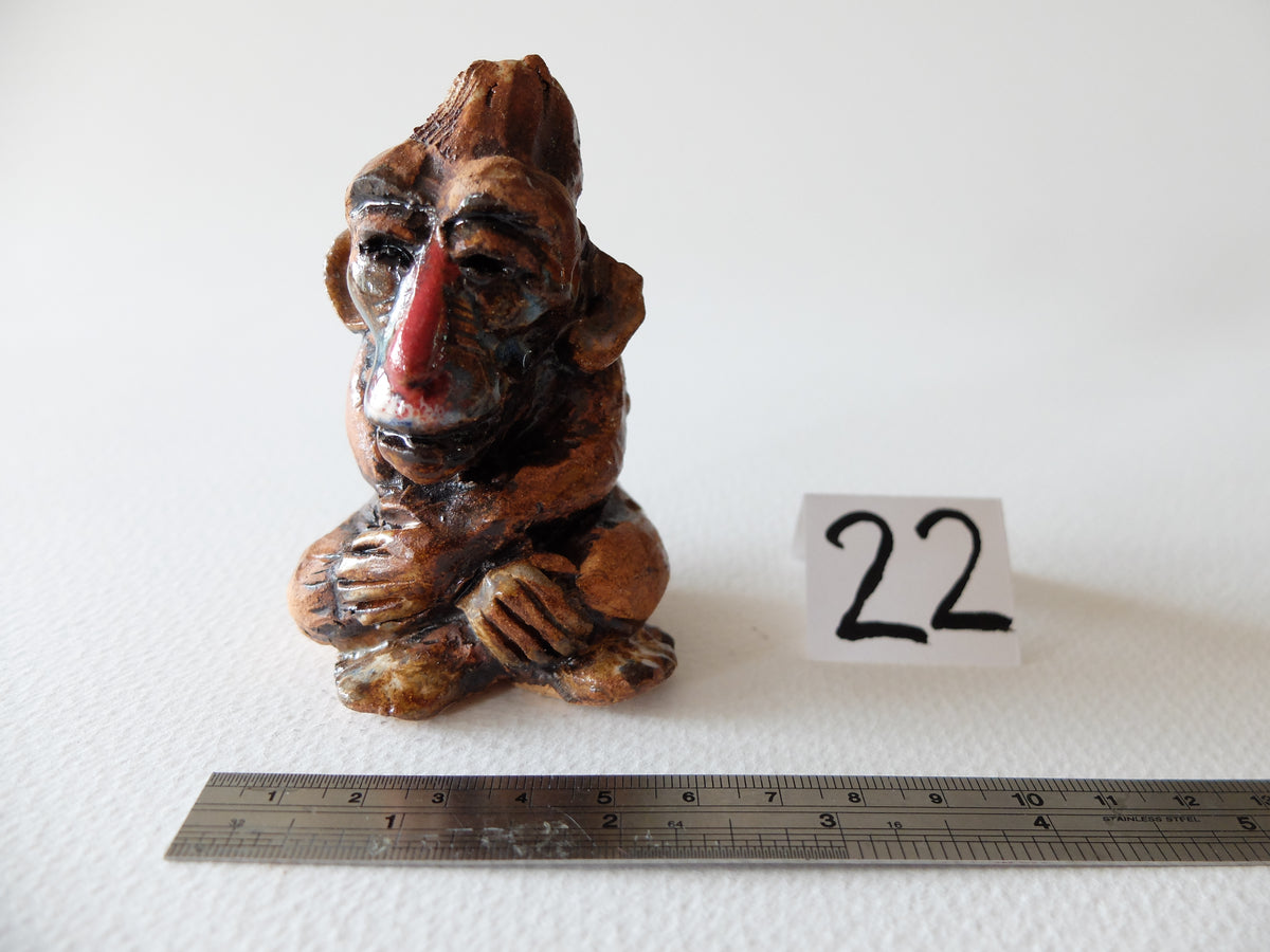 The Pensive Mandrill (#22) – Handcrafted Ceramic Animal Figurine