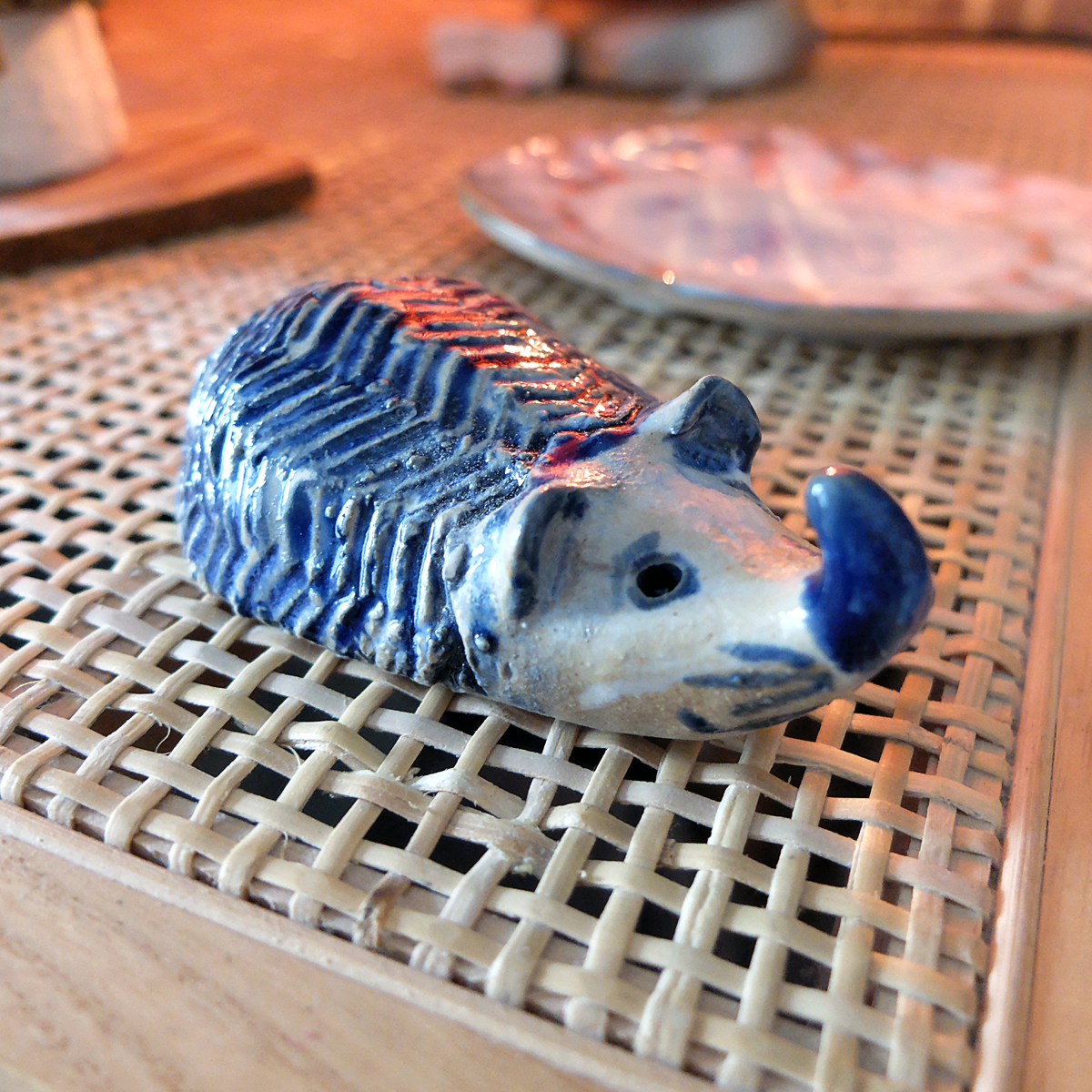 The Goofy Herringbone Hedgehog (#26) – Handcrafted Ceramic Figurine