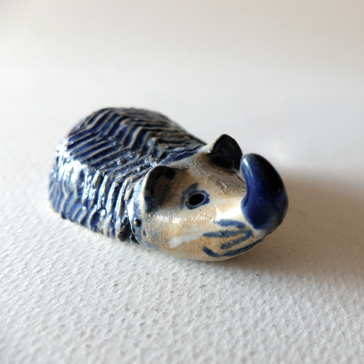The Goofy Herringbone Hedgehog (#26) – Handcrafted Ceramic Figurine