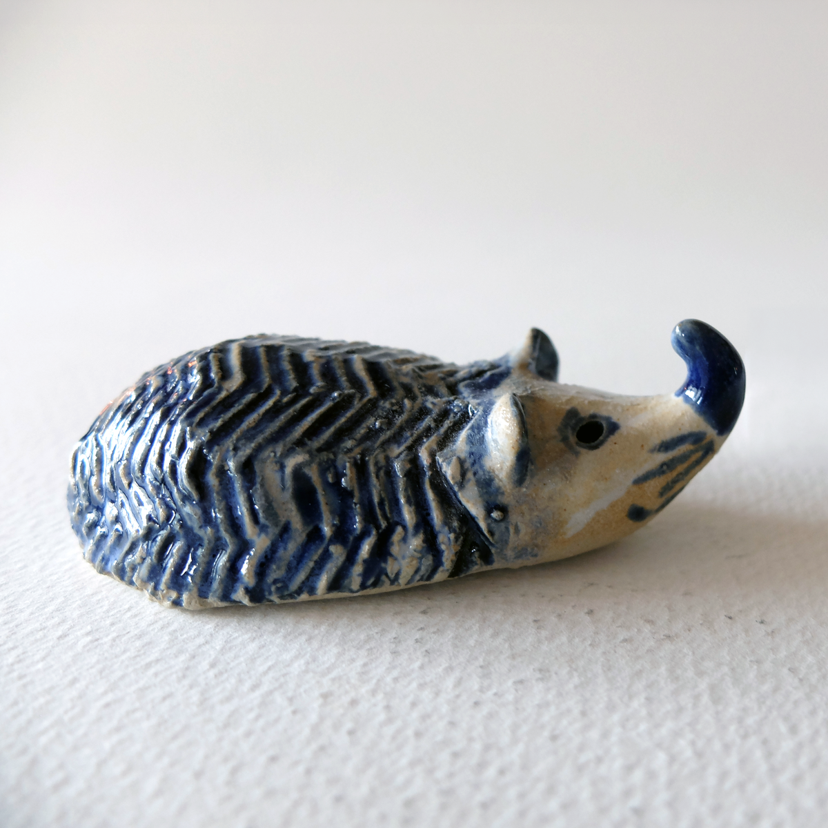 The Goofy Herringbone Hedgehog (#26) – Handcrafted Ceramic Figurine