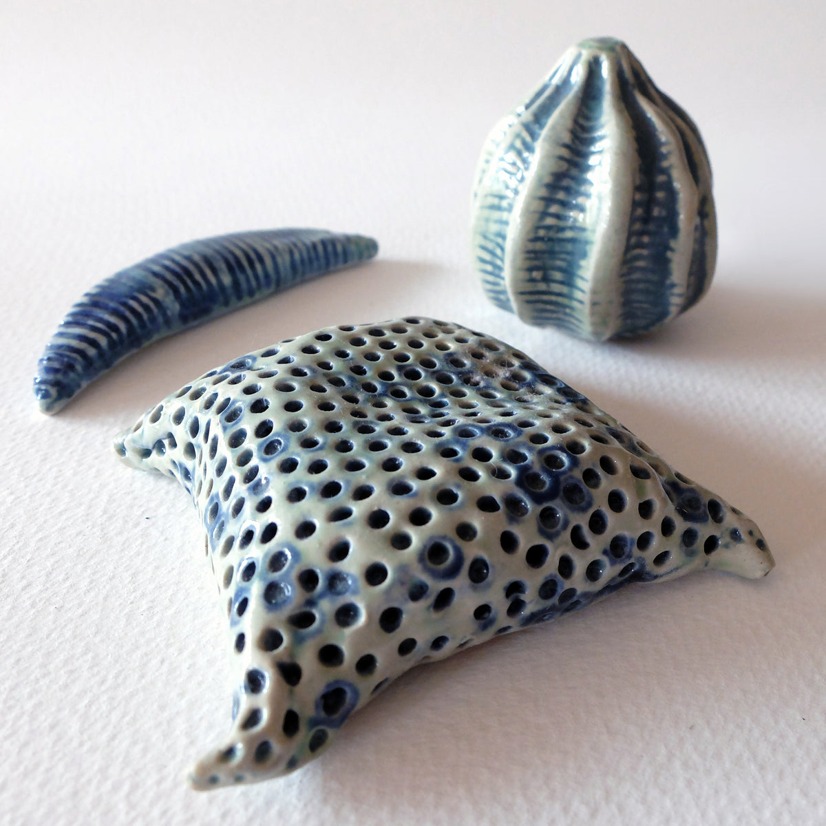 Diatom & Pollen Trio (#38) – Handcrafted Ceramic Sculptures