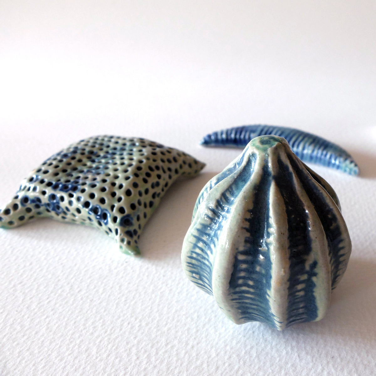 Diatom & Pollen Trio (#38) – Handcrafted Ceramic Sculptures