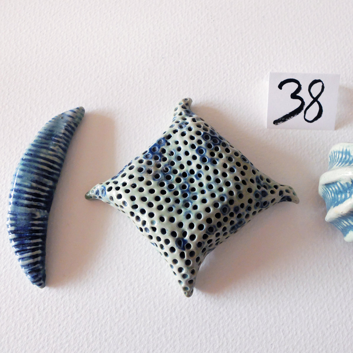 Diatom & Pollen Trio (#38) – Handcrafted Ceramic Sculptures